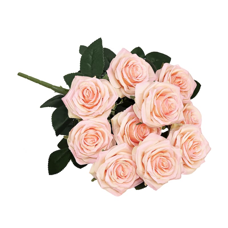 Set of 2 Artificial Queen Rose Flower Stem Bush Bouquet 18in