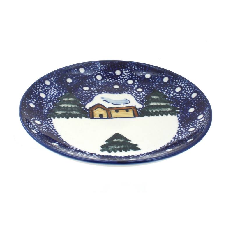Blue Rose Polish Pottery WR Unikat Dessert Plate - Winter Forest