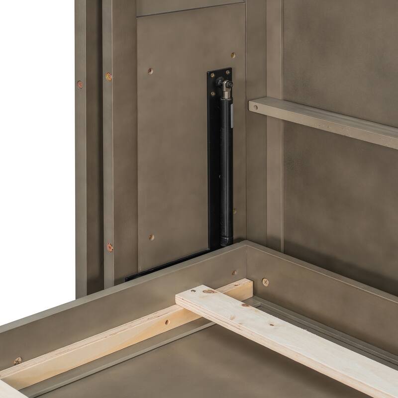 Queen Rotating Murphy Bed with Desk, Dual 3-Tier Side Shelves, Hidden Wall Cabinet, Space-Saving Wall Bed