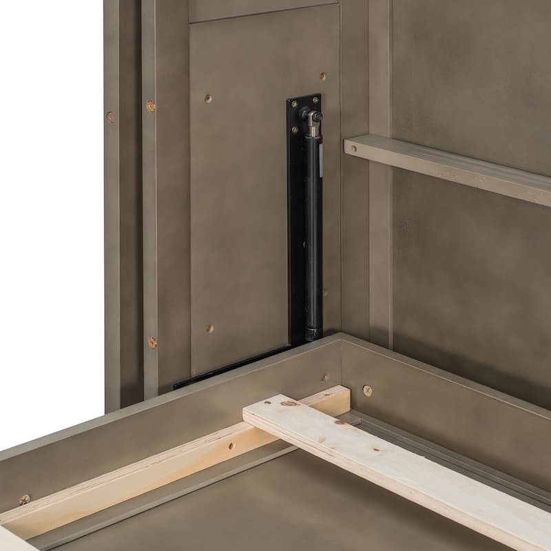 Rotating Murphy Bed Wall Bed Queen Size with Convertible Desk Side Shelves