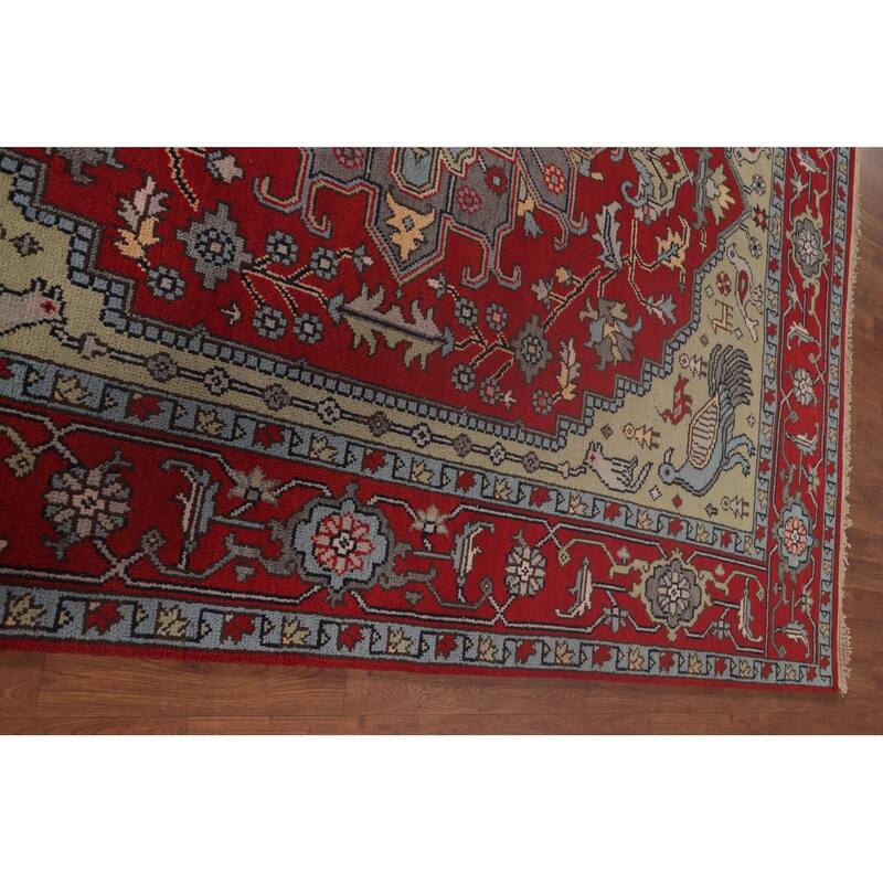 Animal Pictorial Ziegler Area Rug Hand-Knotted Wool Carpet - 7'11" x 9'10"