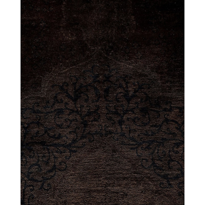 Overton Hand Knotted Wool Vintage Inspired Modern Contemporary Overdyed Black Area Rug - 8' 1" x 9' 8"