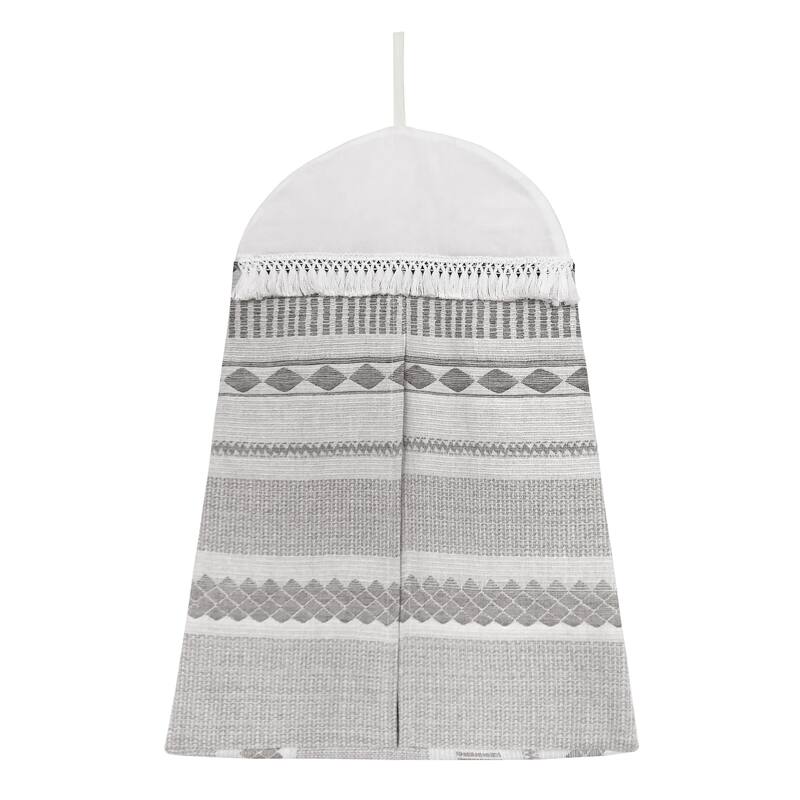 Grey Boho Tribal Bohemian Boy Girl Unisex Nursery Crib Bedding Set Jacquard Aztec Gender Neutral Modern Geometric Stripes Ivory