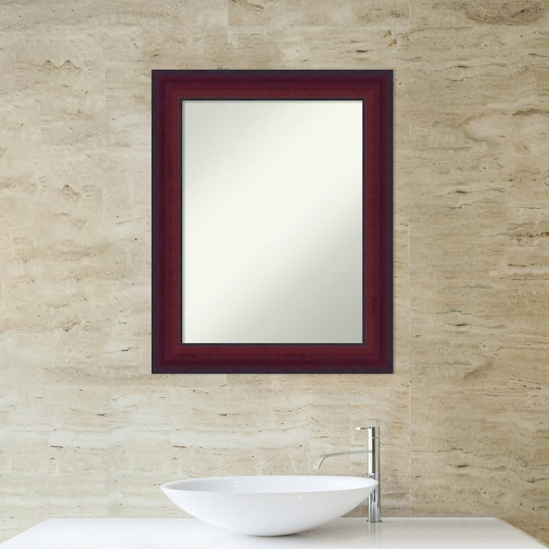 Canterbury Cherry Non-Beveled Wood Framed Bathroom Vanity Wall Mirror - Canterbury Cherry