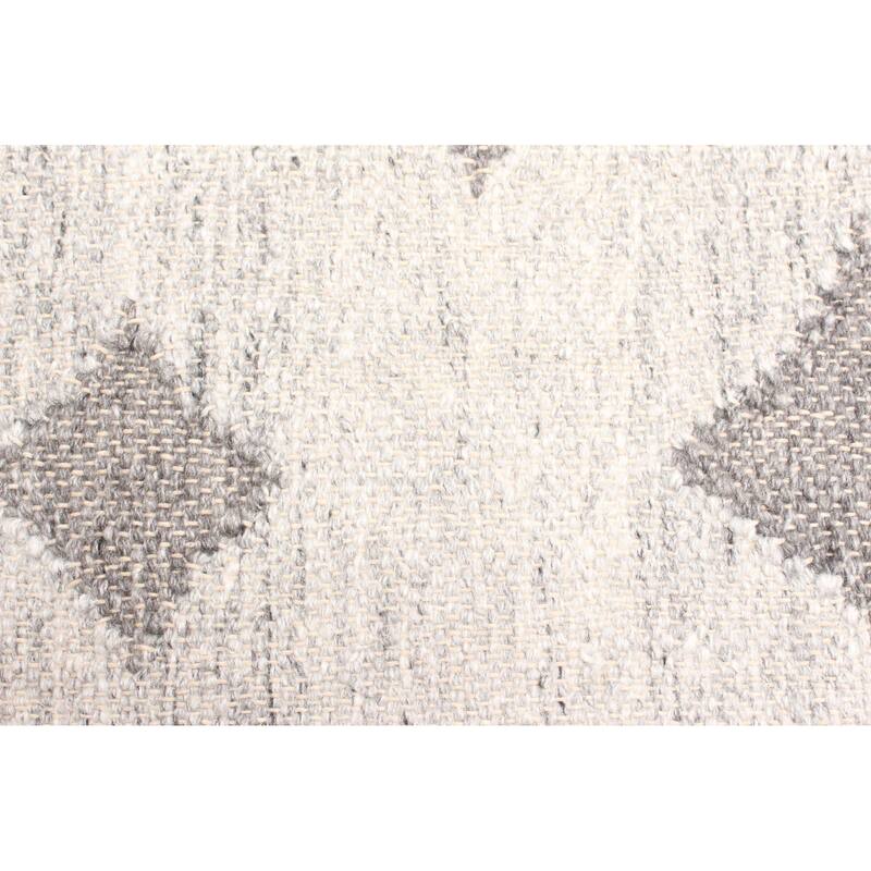 ECARPETGALLERY Flat-Weave Ankara FW Light Grey Wool Kilim - 5'2 x 7'7