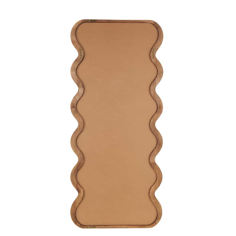 Wood Wavy Wall Mirror - Dark Brown - Roche River Decor