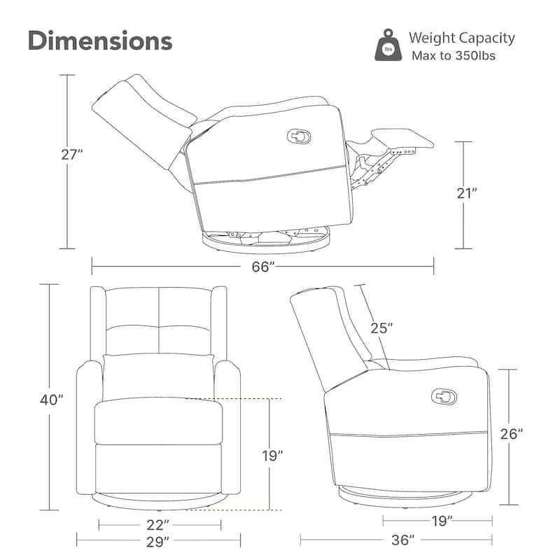 Lincoln Manual Swivel Glider Recliner with Lumbar Pillow