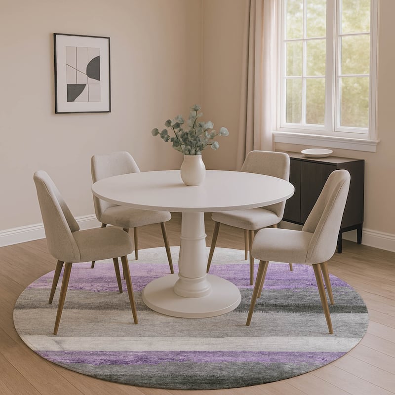 Premium Washable Super Soft Ombre Stripes Mayfield Rug - Lavender - 8' x 8'