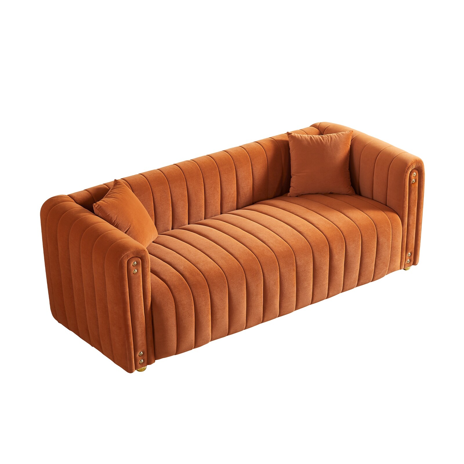 Modern Vertical Channel Tufted Sofa with Nailhead Decorative