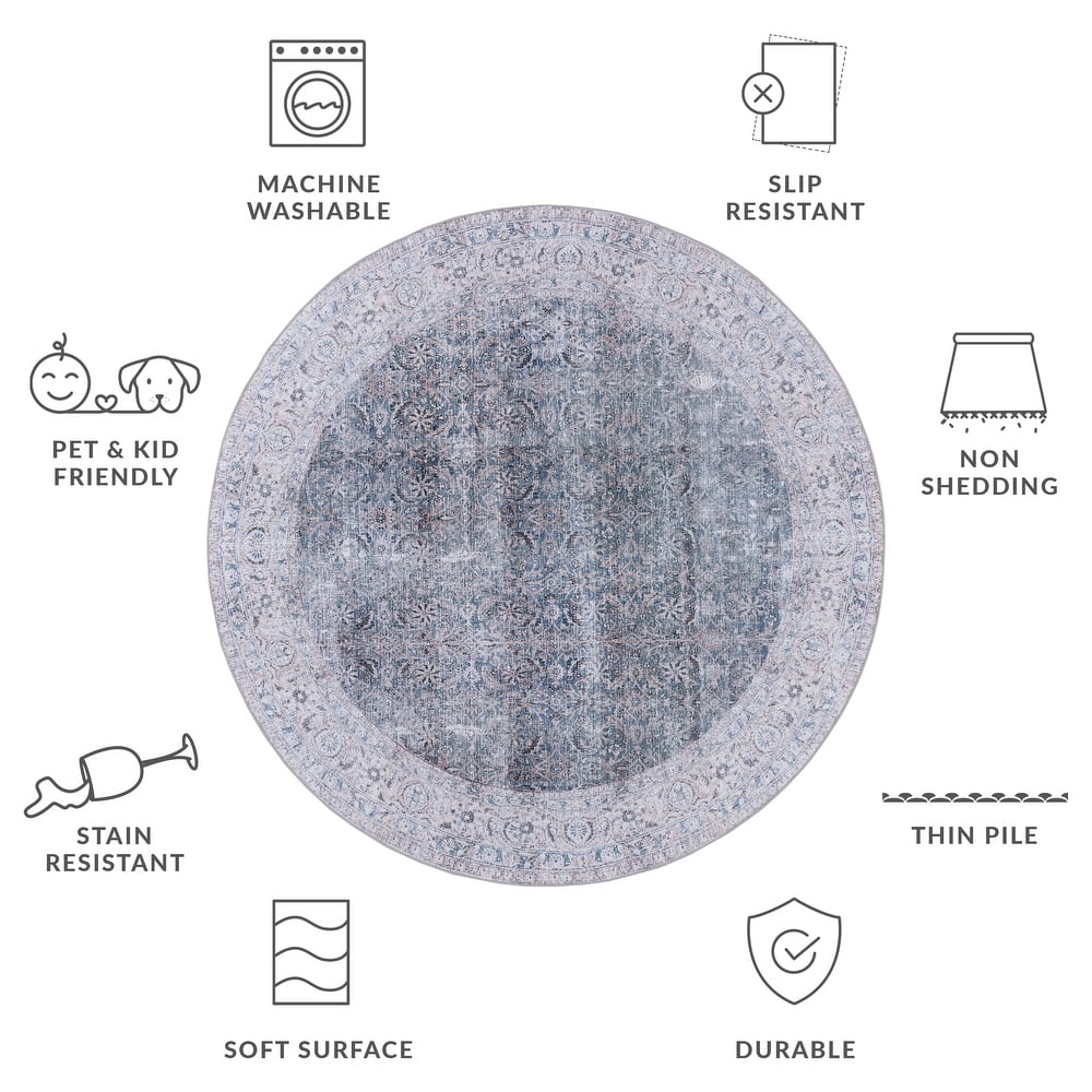 SAFAVIEH Tucson Machine Washable Slip Resistant Daisey Traditional Rug