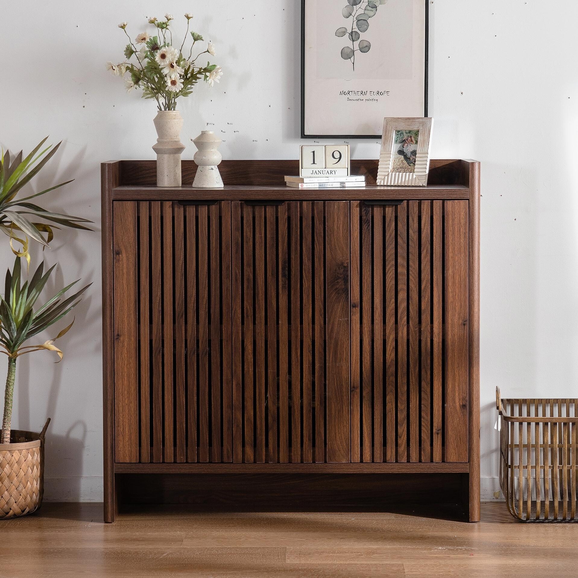 5-Tier Shoe Organizer - Farmhouse, Dark Walnut - On Sale - Bed