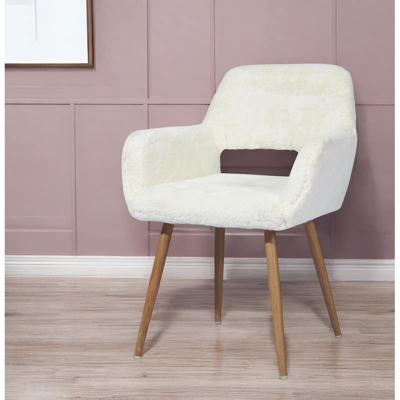 HomeRoots 23" White And Brown Faux Fur Arm Chair - 23.23' X '31' X '16.93 - 23.23' X '31' X '16.93