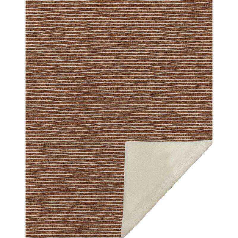 Premium Machine Washable ASB138 Subtle Stripe Sherpa Throw Blanket