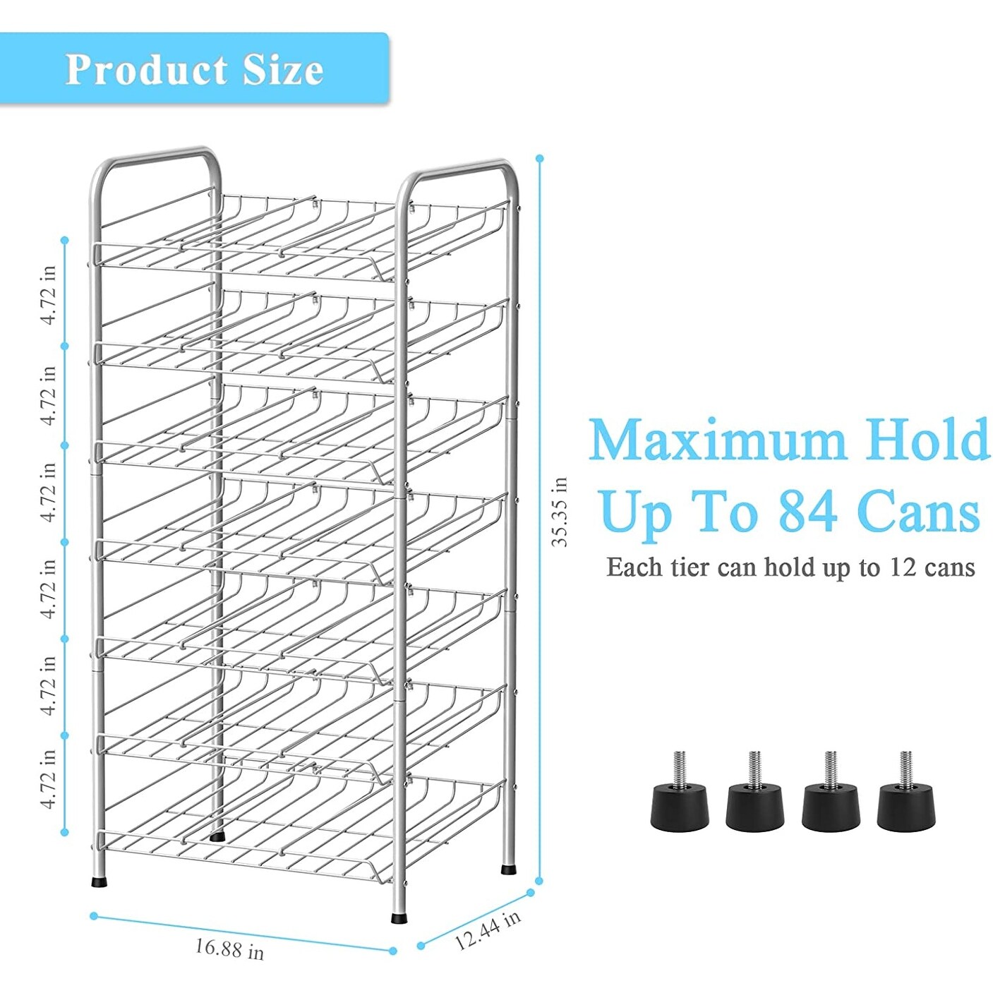 Can Organizer for Pantry 7-tier Can Organizer Can Good Organizer for Pantry  Shelf Holds up to 84 Cans Can Rack Dispenser for Pantry, Kitchen, Cabinet