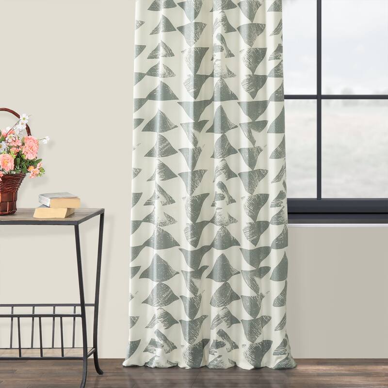 Exclusive Fabrics Triad Geometric Room Darkening Curtains Printed Cotton Twill Curtain (1 Panel)