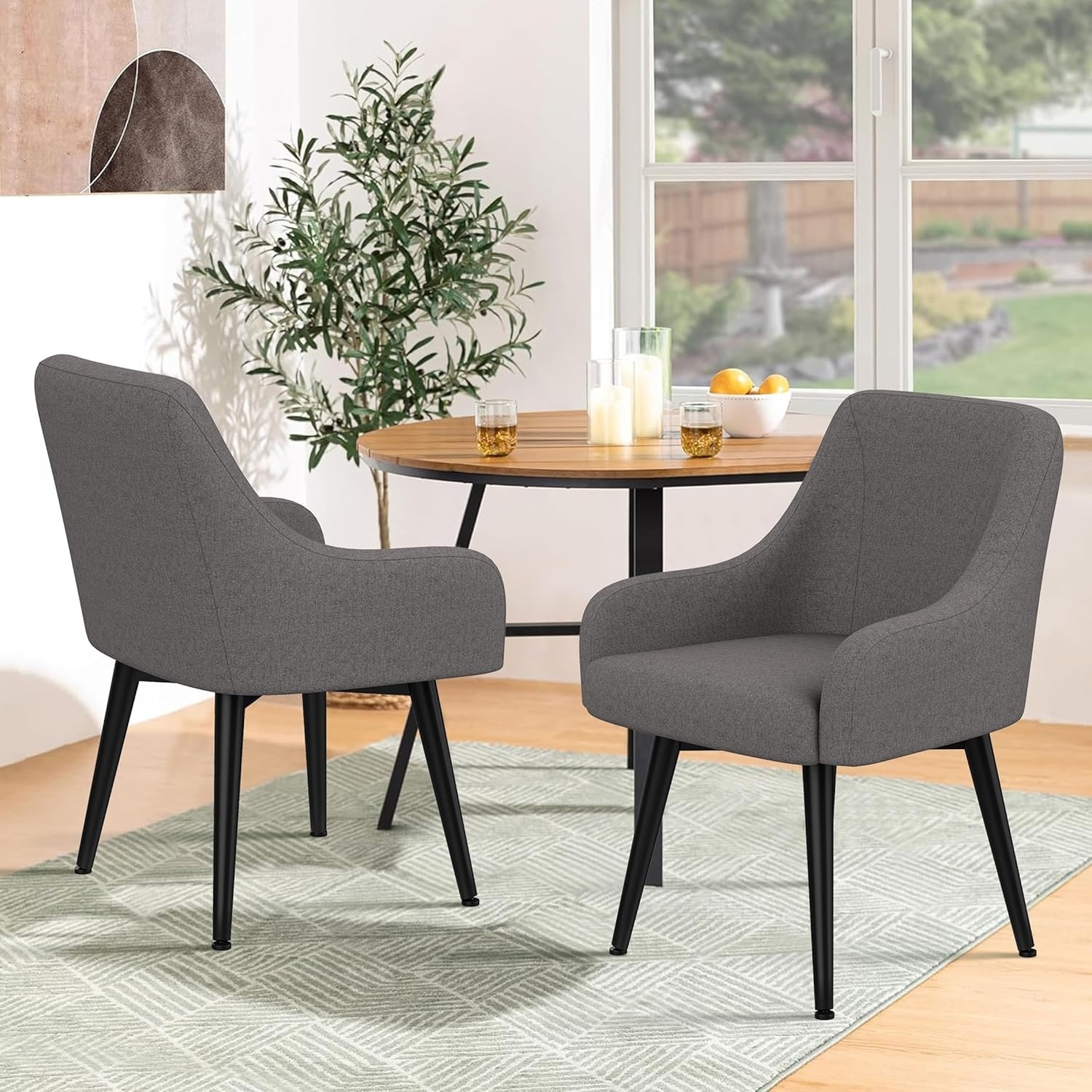 Swivel Dining Chairs Set of Upholstered Accent Chairs Living