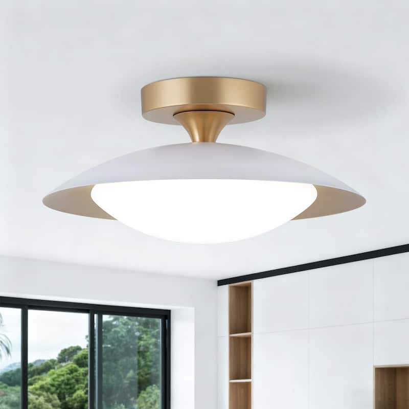 11.8'' Modern Metal 5CCT Integrated LED Semi Flush Mount Ceiling Light - White