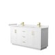 preview thumbnail 33 of 114, Miranda Double Vanity Set, Cultured Marble Top, No Mirror 66-Inch Double - White, Gold Trim, Carrara Cultured Marble Top