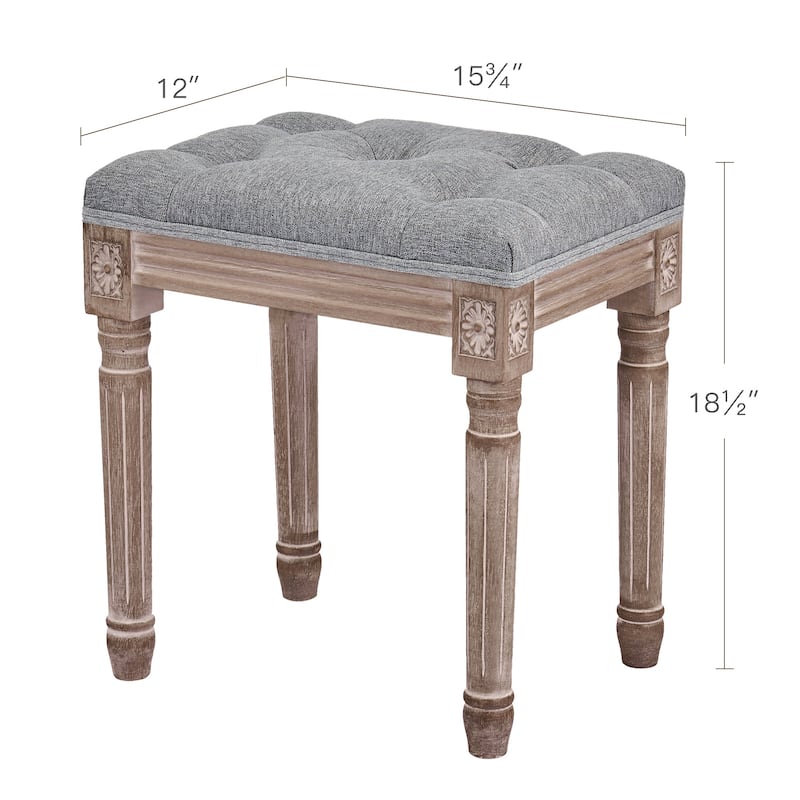 CO-Z French Vintage Upholstered Foot Stool and Vanity Stool