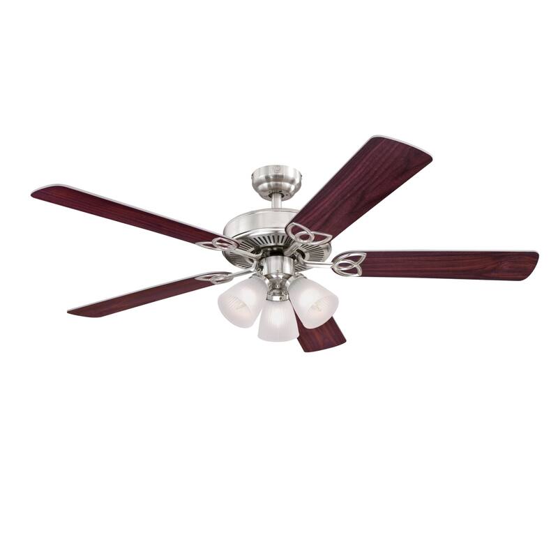 Westinghouse Lighting Vintage 52-Inch Indoor 5-Blade Ceiling Fan, Dimmable LED Light with Clear Ribbed Glass