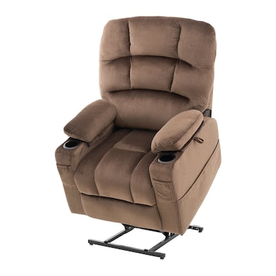 Flannelette Dual Motor Lift Chair, Massage, Heat & USB Ports