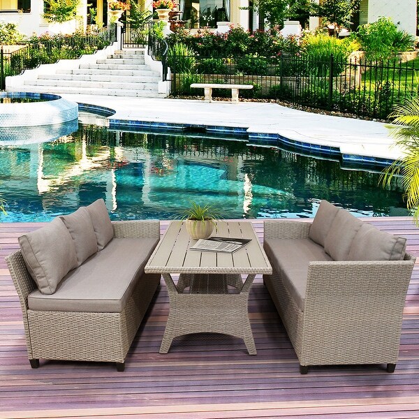 Patio Dining Table Set Outdoor Furniture PE Rattan Wicker Set. Opens flyout.
