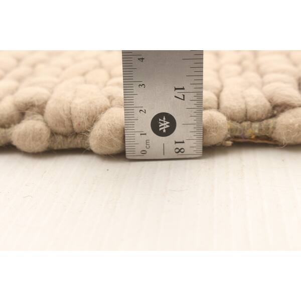 ECARPETGALLERY Braid weave Sienna Light Khaki Wool Rug - 3'11 x 6'2