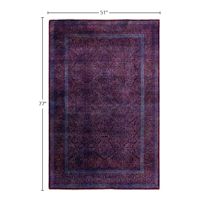 Contemporary Overdyed Wool Hand Knotted Area Rug - 4' 3" x 6' 5"