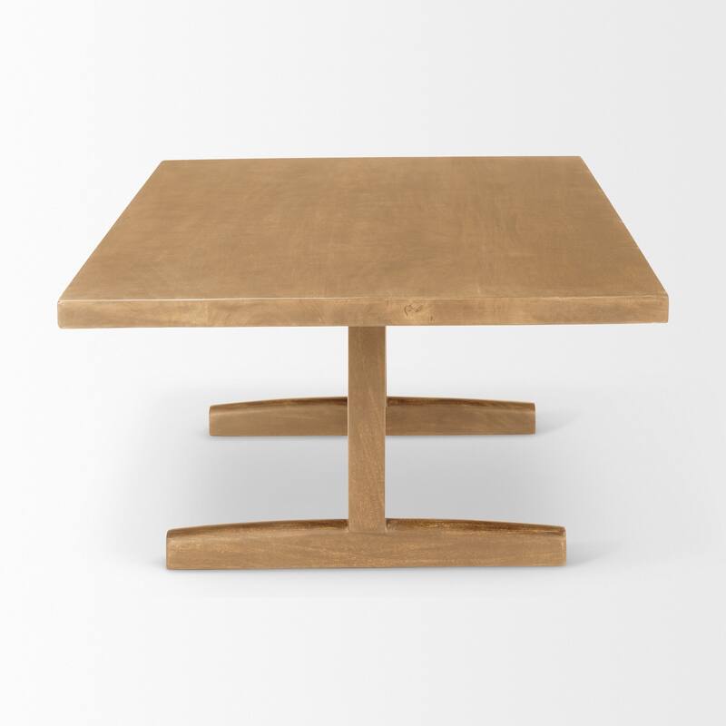 HomeRoots 55" Natural Solid Wood Double Pedestal Coffee Table - 55' X '17' X '30