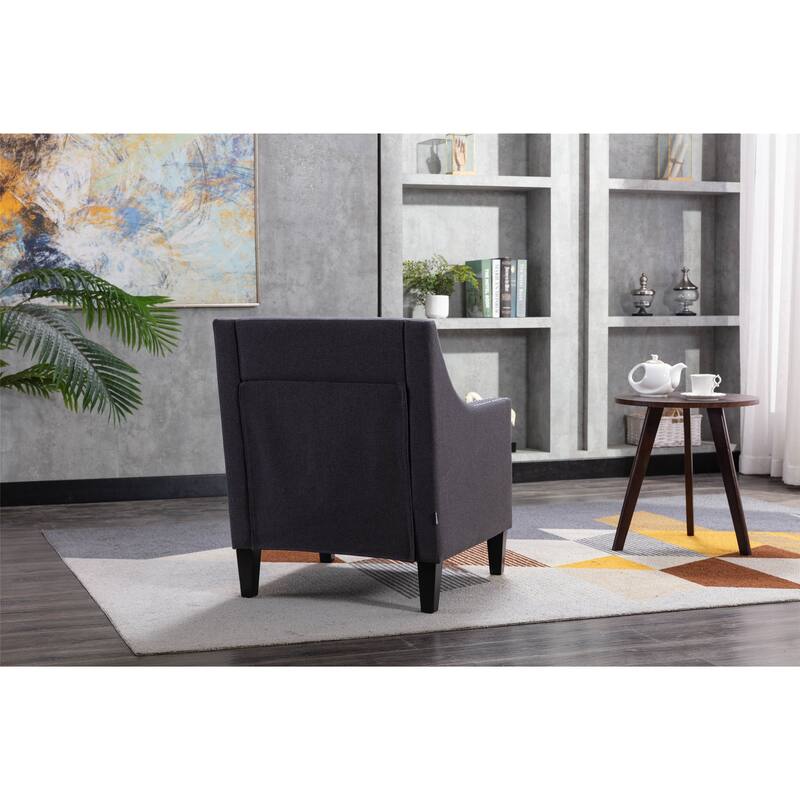 Linen Nailhead Accent Solid Wood Leg Living Room Armchair