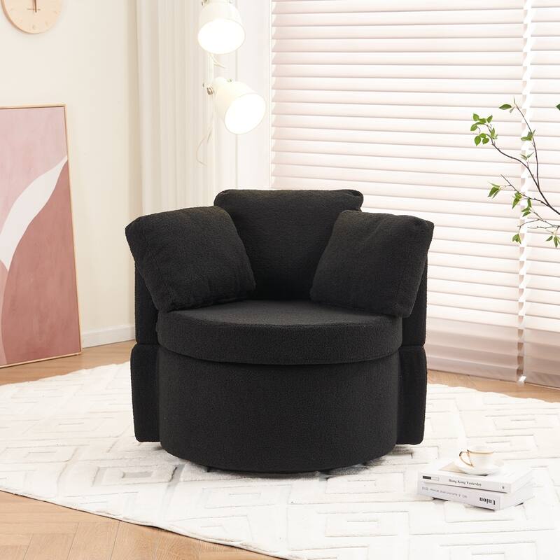 Teddy Fabric Swivel Storage Chair With Back Cushion
