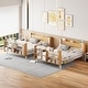 preview thumbnail 3 of 14, White Metal & Wood Full Size Bunk Bed ,Storage Platform Beds with Ladder and Shelves