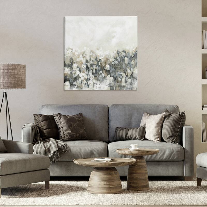 Stupell Grey Speckled Flowers Canvas Wall Art Design By June Erica Vess