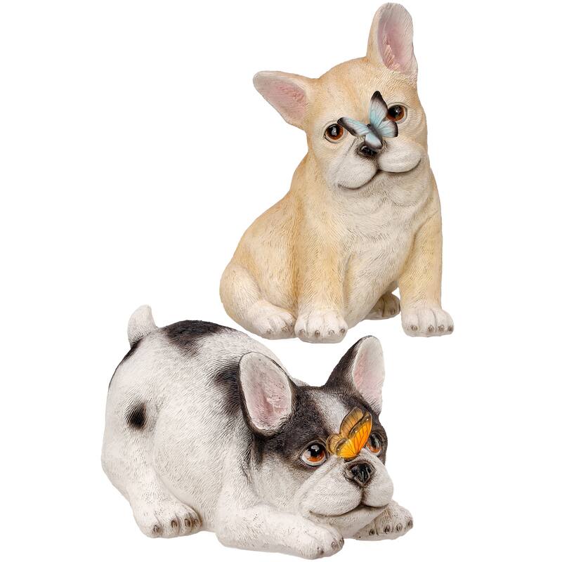 Dog With Butterfly 7.5-8.25" Set of 2 - 8.25