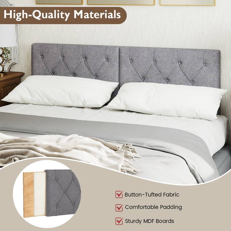 Gymax 2PCS Upholstered Headboard for Twin Size Bed w/ Fabric