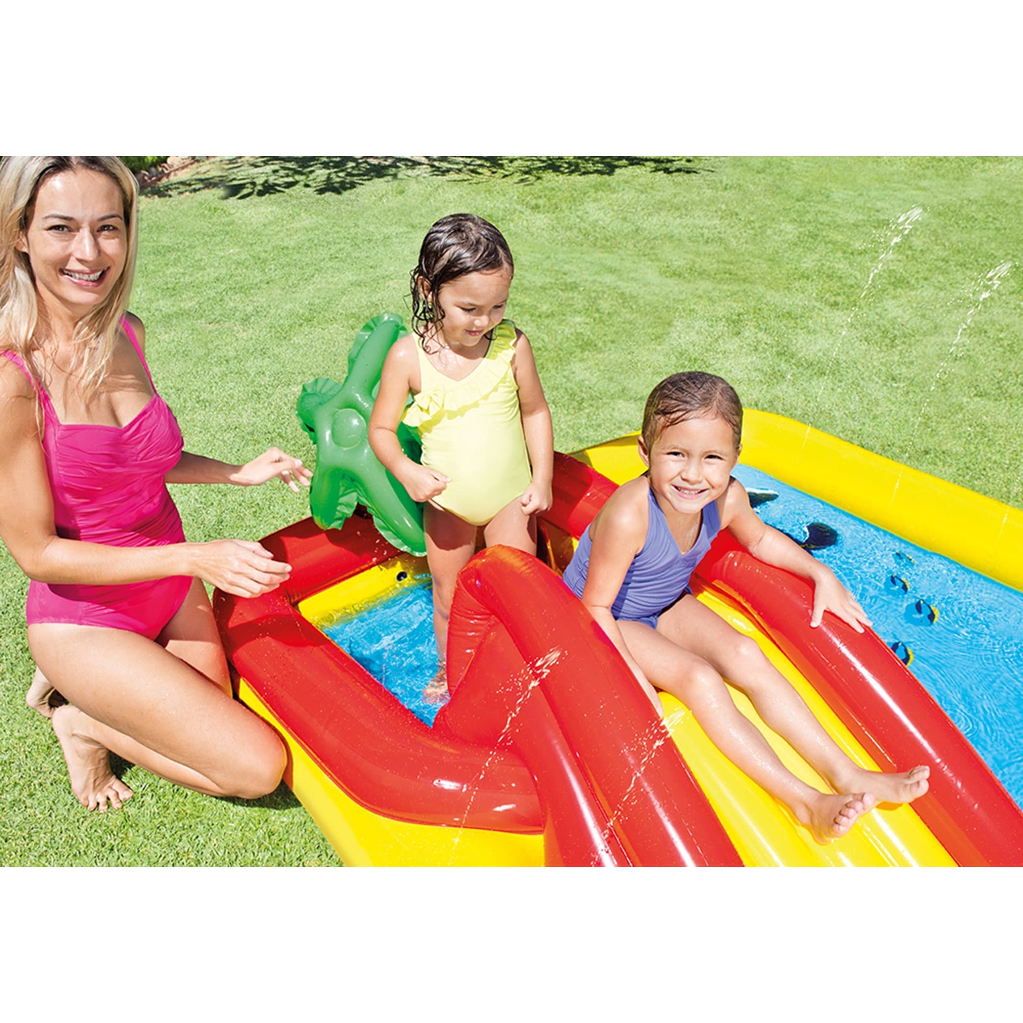 Intex inflatable ocean scene sun sales shade kids swimming pool with canopy