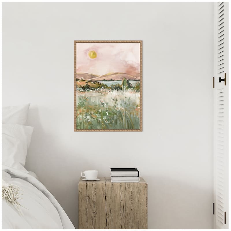 Kate and Laurel Sylvie Neutral Landscape 02 Framed Canvas by Annie Quigley