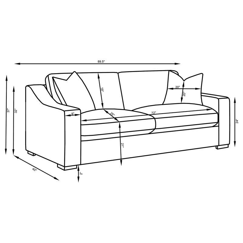 Ashlyn Transitional Upholstered Sloped Arm Sofa White