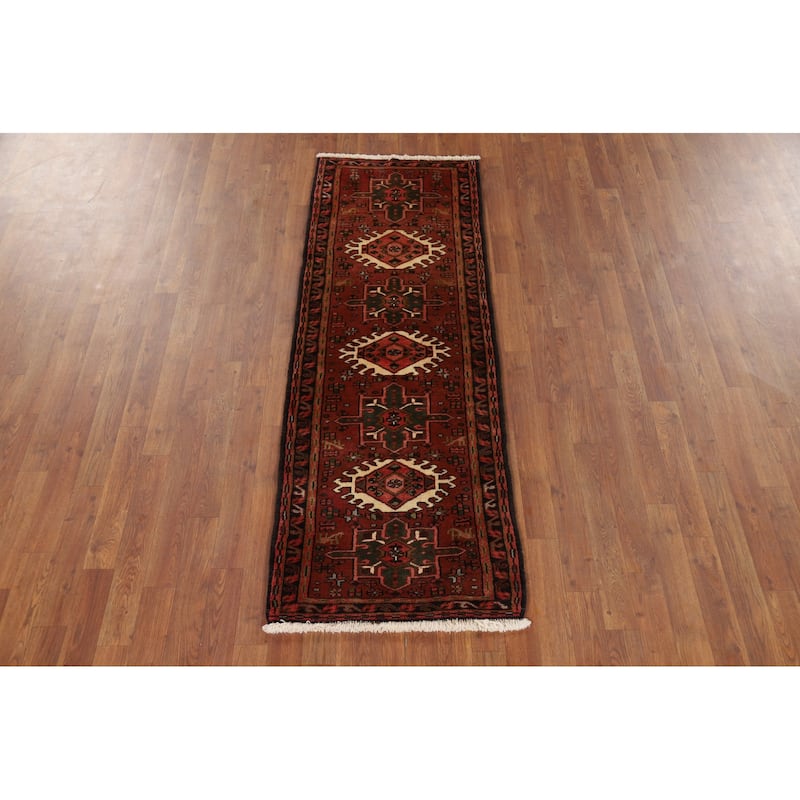 Tribal Geometric Gharajeh Persian Runner Rug Handmade Wool Carpet - 2'2" x 6'1"