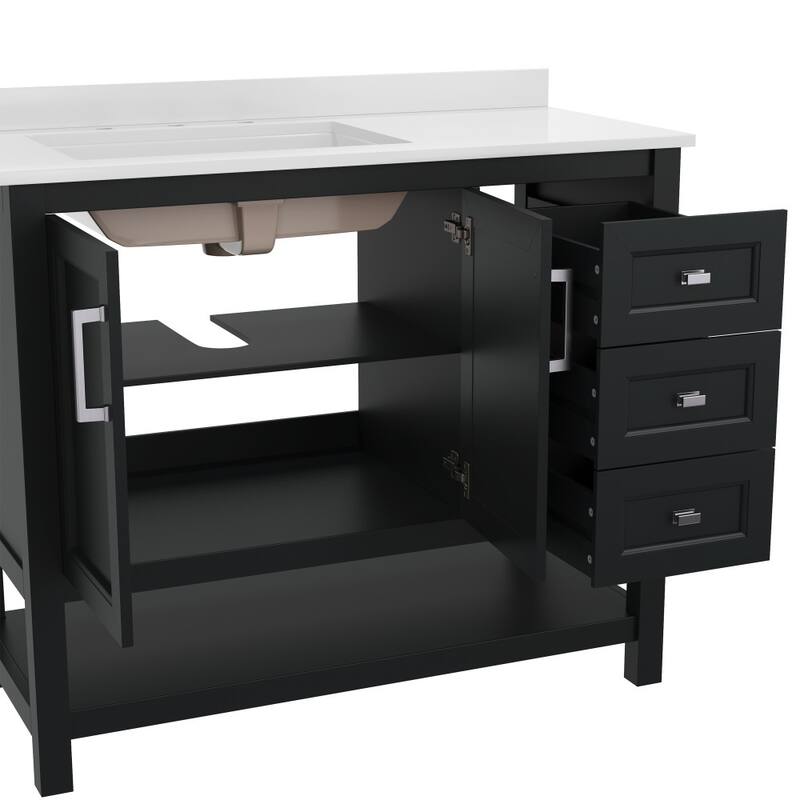 Bathroom Vanity with Sink, Open Storage, and Storage Drawers