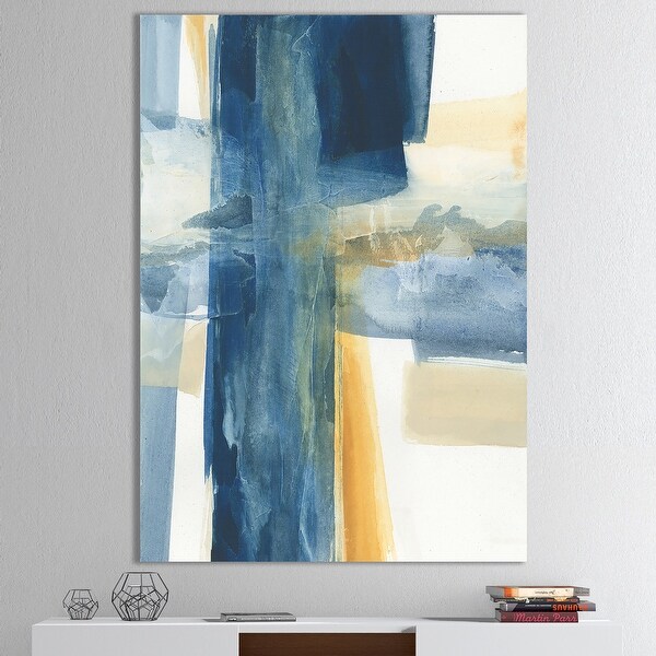 Designart 'Indigo Panel VI' Glam Modern Canvas Artwork - Blue. Opens flyout.