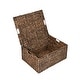 preview thumbnail 9 of 8, Woven Rectangular Storage Baskets with Lids & Handles (Set of 3)