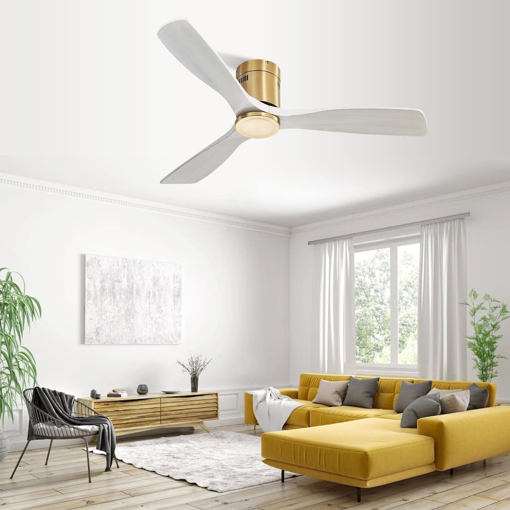 52-Inch Low Profile DC Ceiling Fan with Solid Walnut Blades - 52