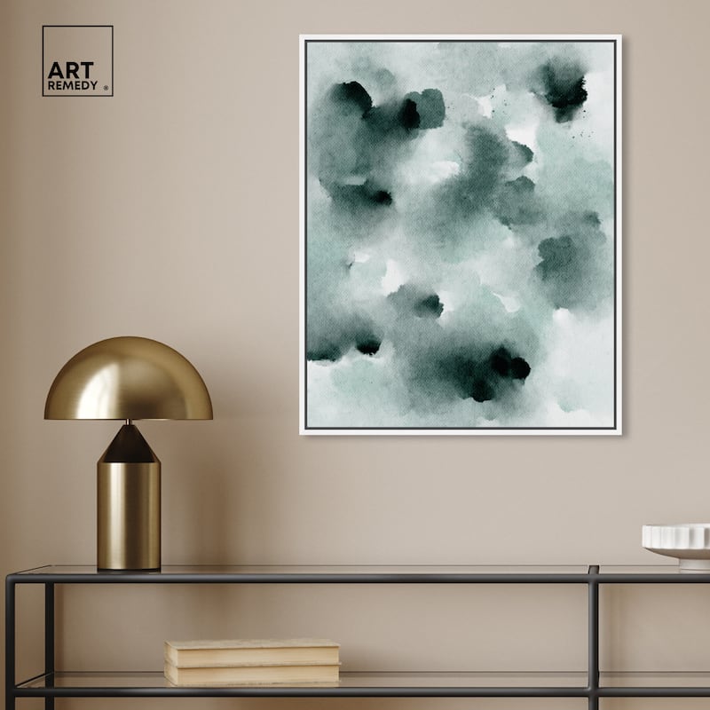 Art Remedy Diluted Smoke In The Snow Framed Watercolor Boho Abstracts