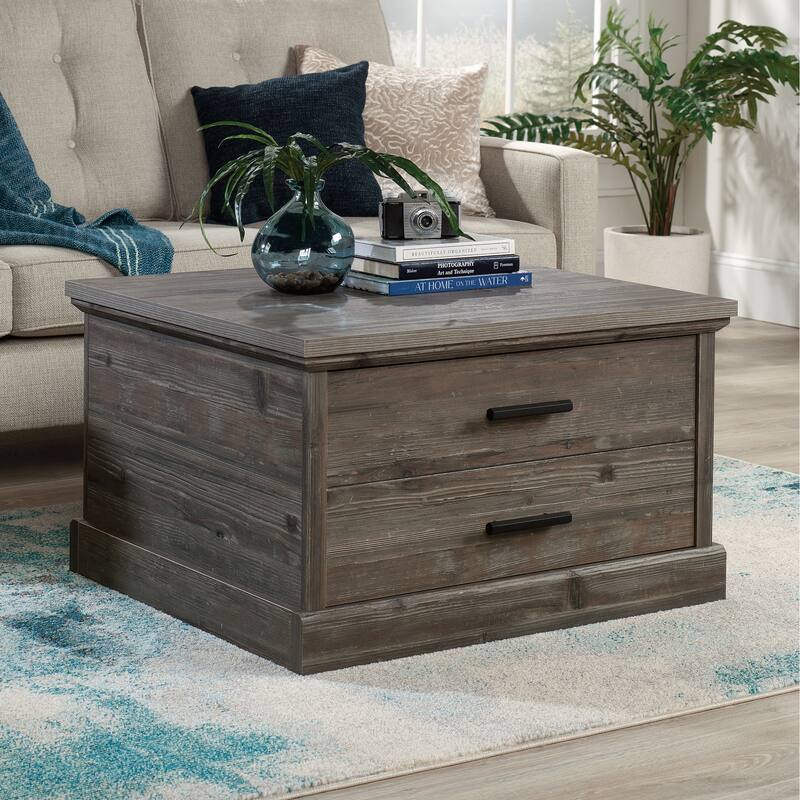Rustic Brown Side Table with Storage Drawer and Adjustable Shelf 32 Inch Long - Brown