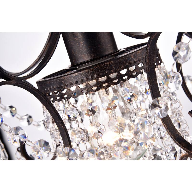 Antique Bronze Finish 1-Light Glam Mini Pendant with Crystal - Antique Bronze