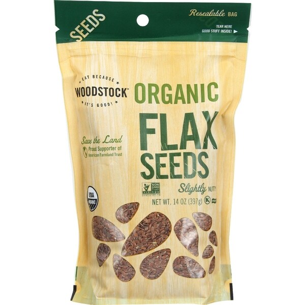Woodstock Organic Flax Seeds - Case of 8 - 14 oz.