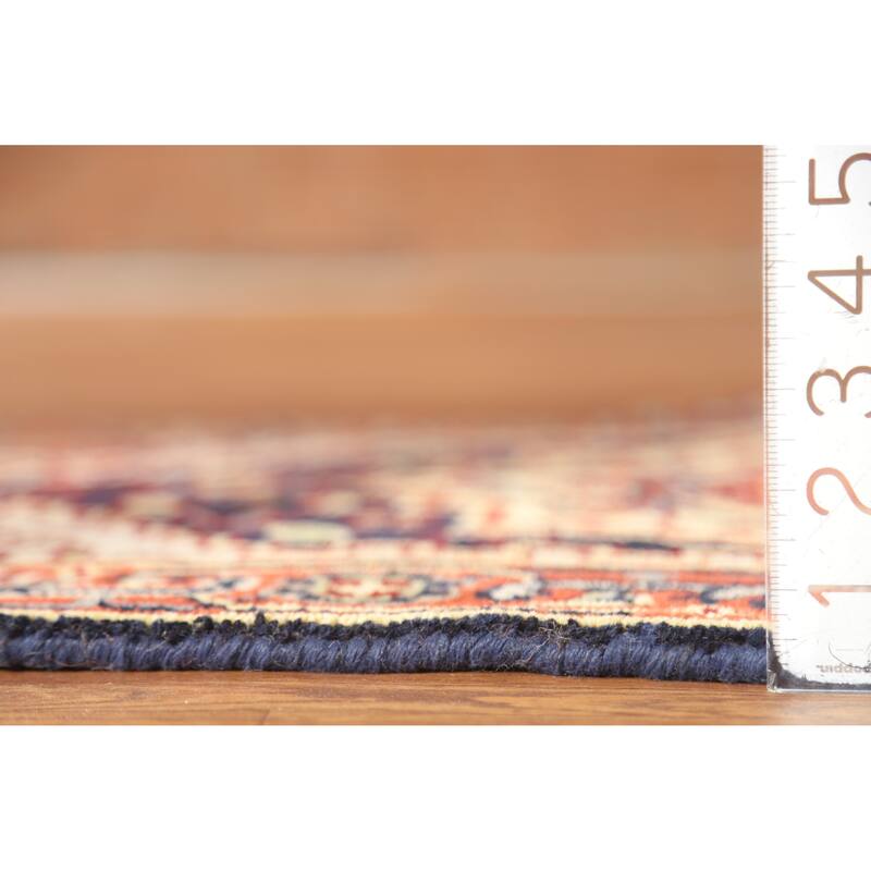 Hand Knotted Oriental 100% Wool Carpet Traditional Medallion Navy Blue & Blues Heriz (serapi) Area Rug - 3' 0'' X 2' 0''
