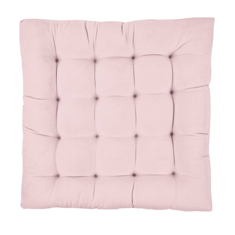 Sorra Home Large Solid Square Tufted Floor Pillow with Handle