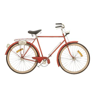 Metal Bike Home Wall Decor with Seat and Handles - Red - Roche River Decor